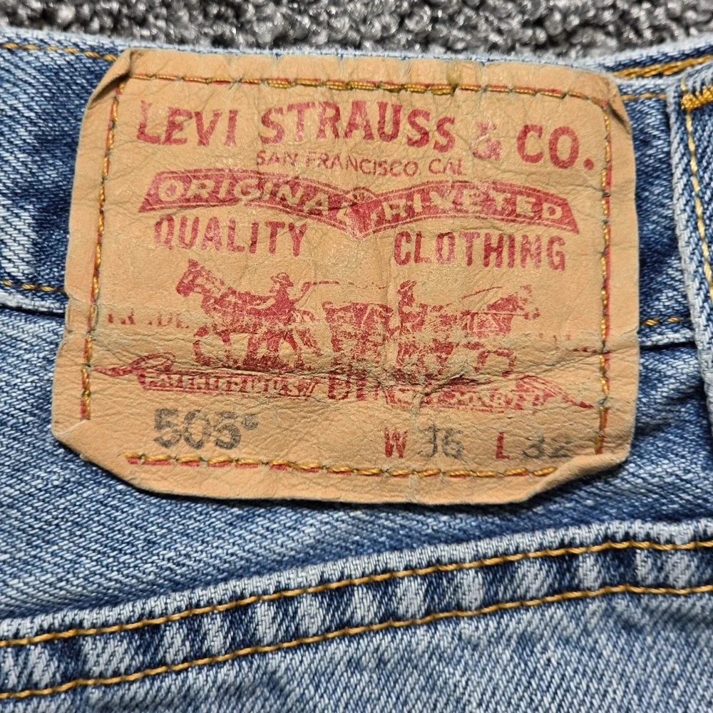 Vintage 505 Regular Fit Straight Leg Jeans Mens 36x32 Blue Levis 00505-4886